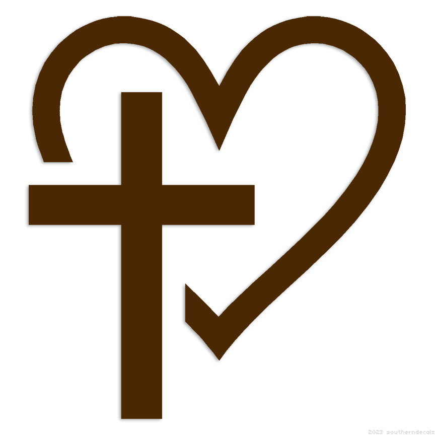 Christian Heart Cross - Decal Sticker - Multiple Colors & Sizes
